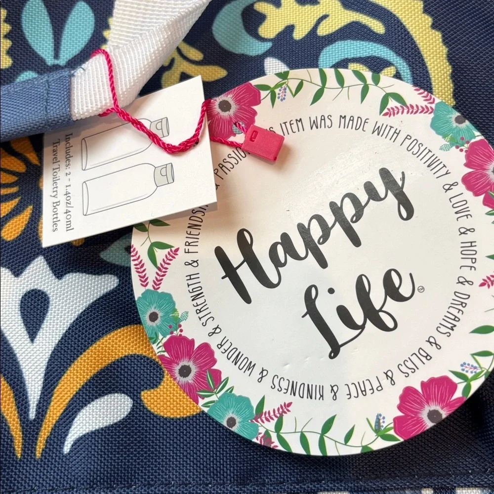 Happy Life Beach,Market,zip top,zip front pct.,toiletry case,vinyl lined,sturdy - Picture 13 of 13